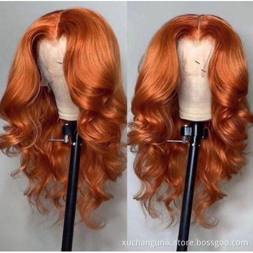 Uniky Brazilian Raw Virgin Hair colored Ginger Lace Front Wig Pre plucked Ginger Orange Hd Lace Human Hair Wigs with Baby Hair